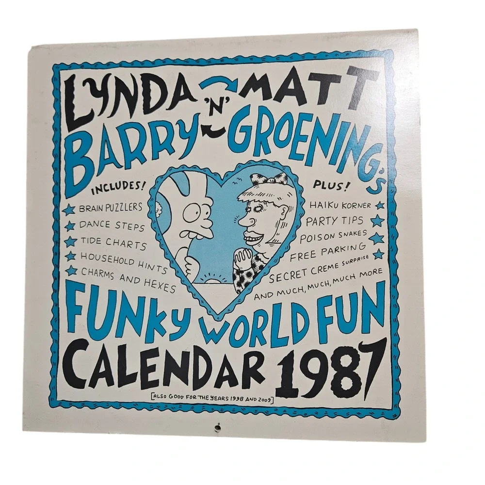 Vintage 1987 Lynda Barry Matt Groening Funky World Fun Calendar Illustrated Rare